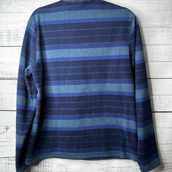 Eddie Bauer 1/4 Zip Pullover Fleece Sweatshirt Mens Medium Blue Striped - Picture 5 of 8